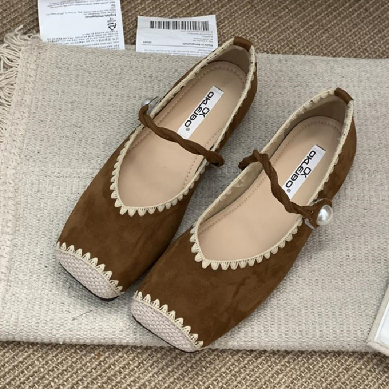 Women Shoes Japanese Brand - 레트로 스플라이싱 디자인 컴포트 플랫 여성용