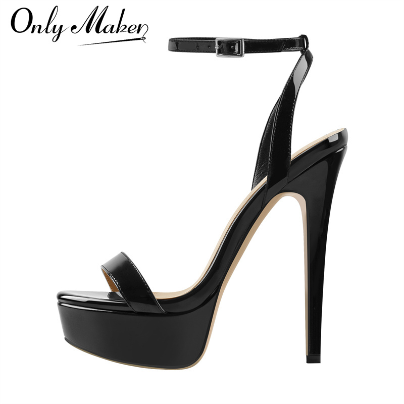 Ankle Strap Heels - Onlymaker 여성 플랫폼 스틸레토 하이힐 라운드