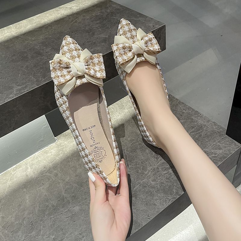 Women Shoes Quick Delivery - 포인티드 토 리본 장식 카와이 여성용