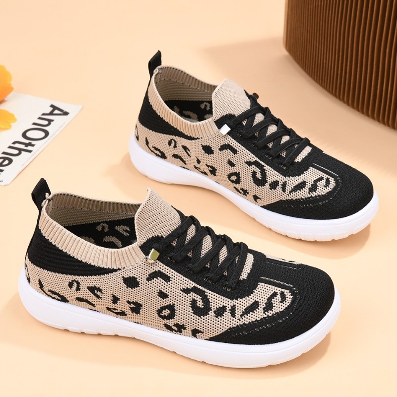 Women'S Shoes Hey Dude - 여성용 레이스업 레오파드 니트 미드탑 스니커즈