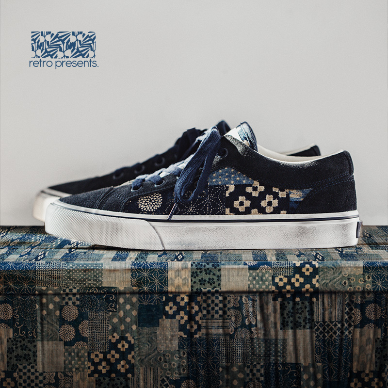 Women Shoes Japanese Brand - Maden 남성용 일본 레트로 프린팅 캔버스