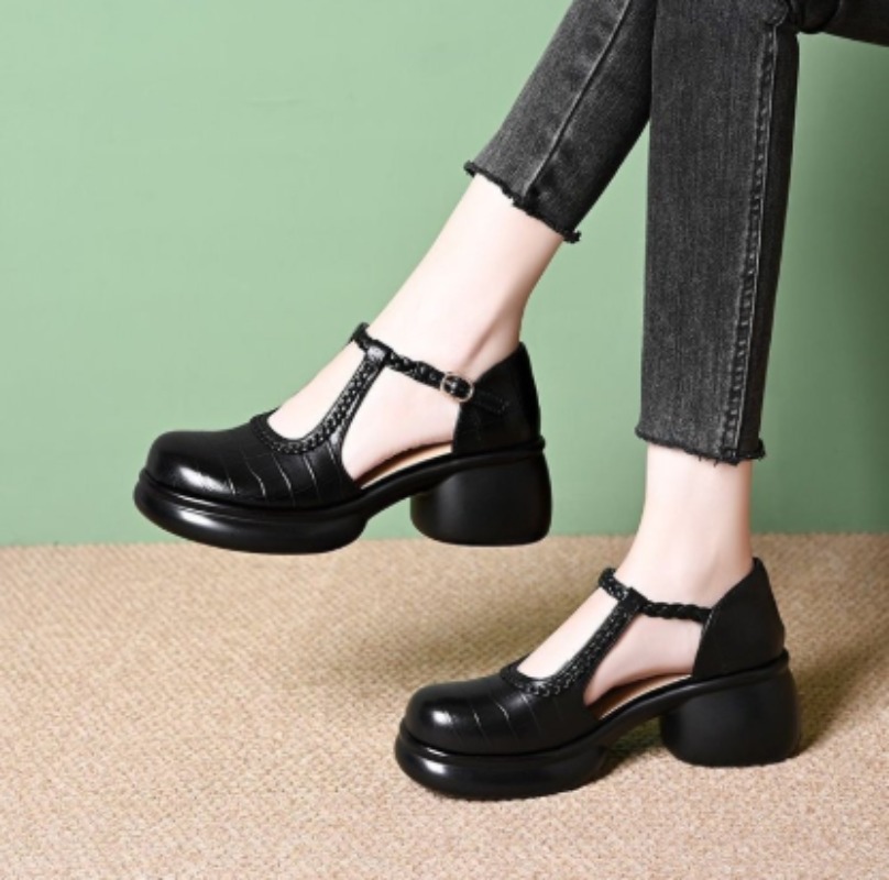 Women Shoes Sandals - 여성용 블랙 악어 무늬 메리 제인