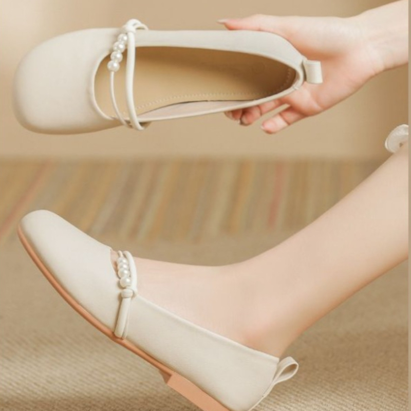 여성 신발 라운드 토우 로우 힐 우아한 진주 베이지 여 - Women Shoes Quick Delivery 리뷰 및 가격