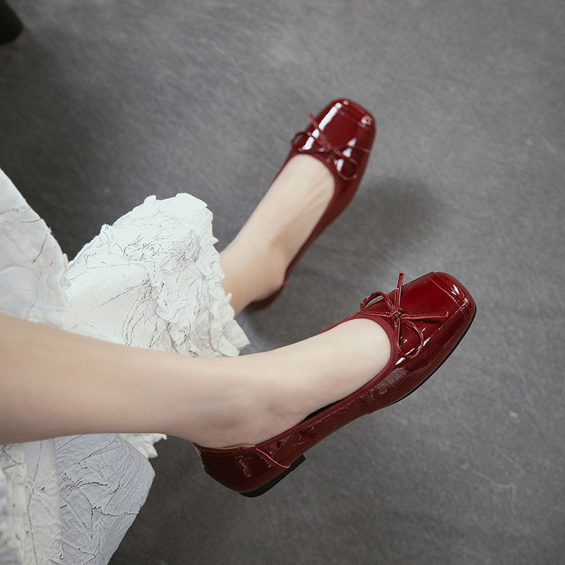 Genuien 가죽 라운드 발가락 낮은 굽 얕은 봄 여 - Women Shoes Japanese Brand 리뷰 및 가격