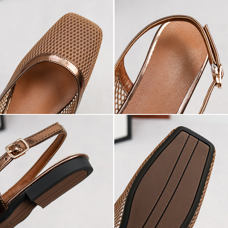 메쉬 스퀘어 토 슬리퍼 백 토 샌들 아웃웨어 여름 여성 - Women Shoes Japan 리뷰 및 가격