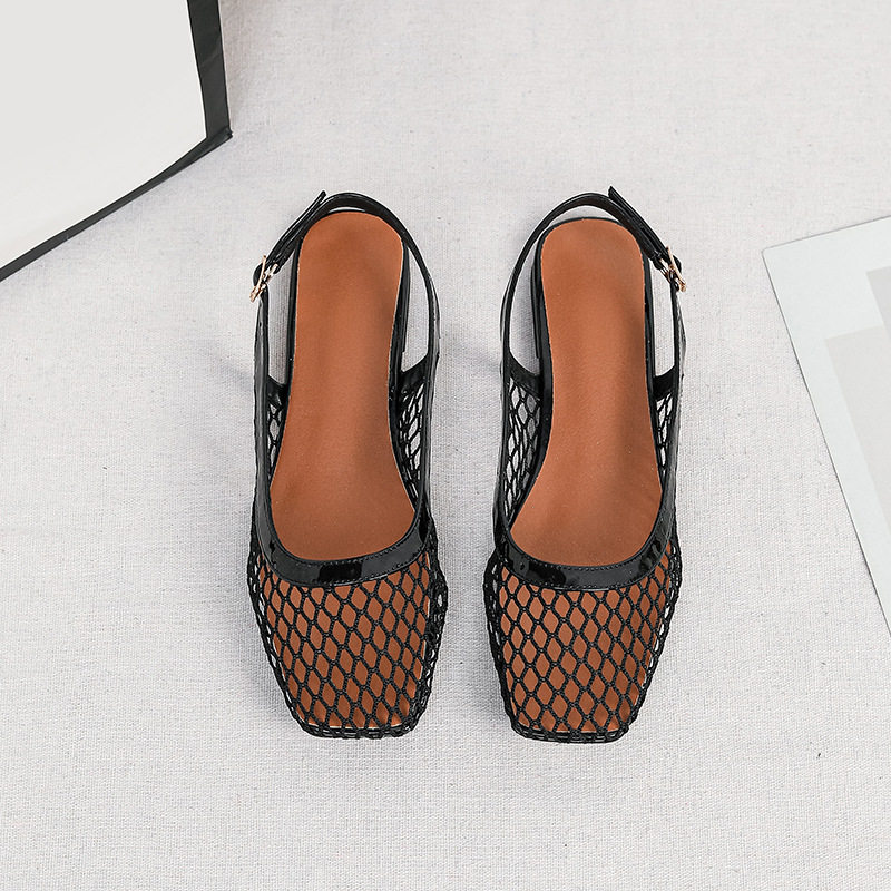 메쉬 스퀘어 토 슬리퍼 백 토 샌들 아웃웨어 여름 여성 - Women Shoes Japan 리뷰 및 가격