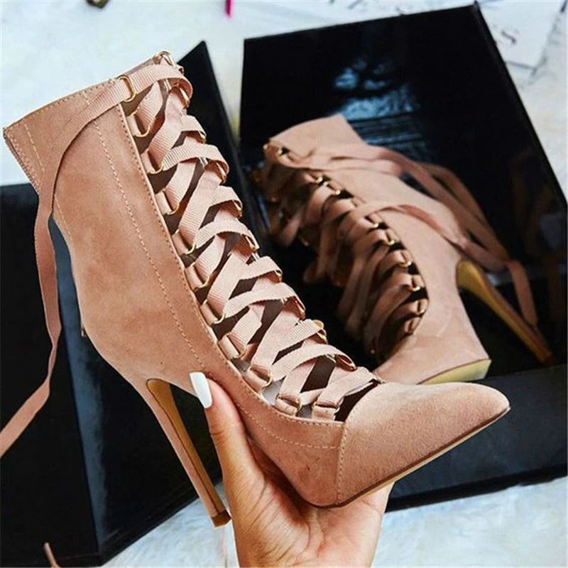 여성 샌들 플록 레이스 업 11CM 얇은 힐 하이힐 뾰 - Ankle Strap Heels 리뷰 및 가격