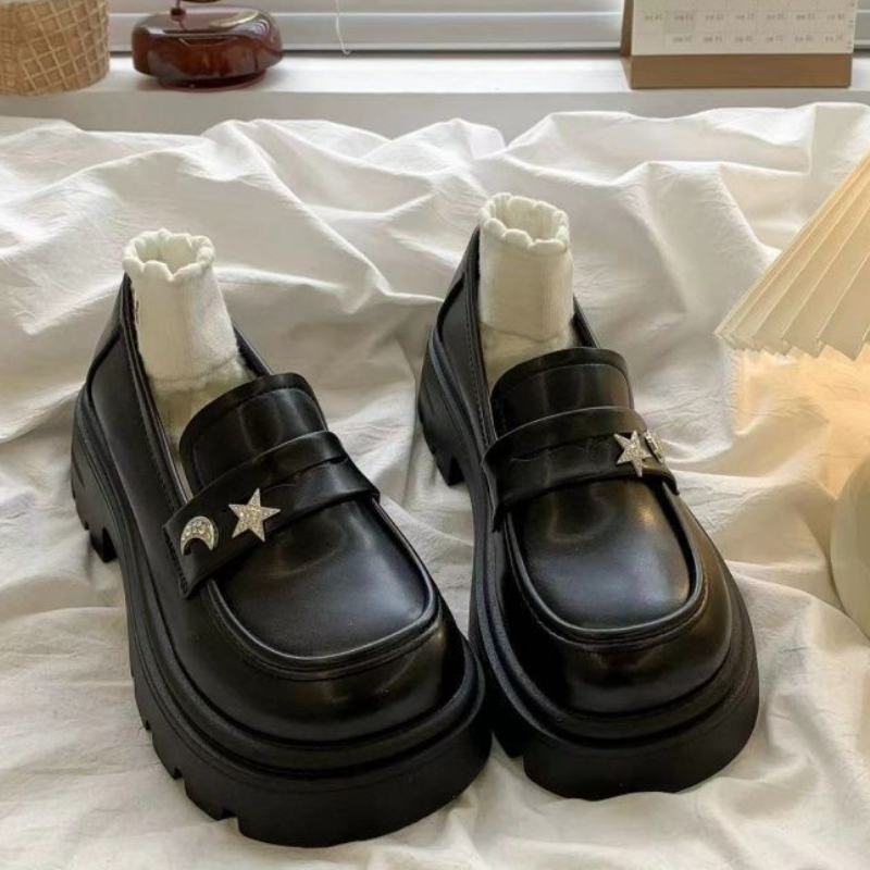레트로 블랙 봄과 가을 라운드 발가락 숙녀 펌프 플랫폼 - Women Shoes Quick Delivery 리뷰 및 가격