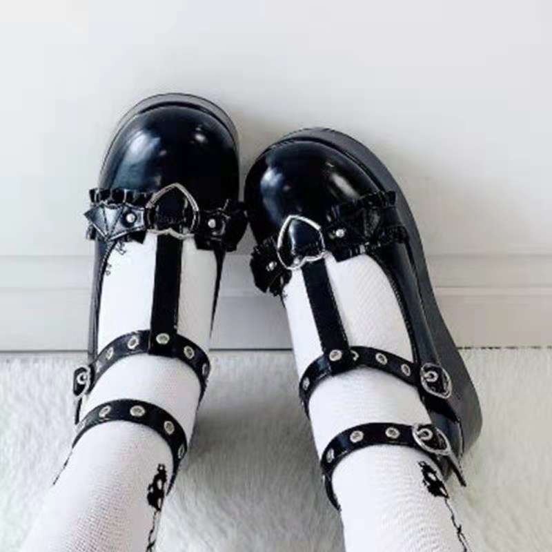 핑크 하트 모양 버클이 달린 소녀 플랫폼 웨지, 카와이 - Women Shoes Japanese Brand 리뷰 및 가격