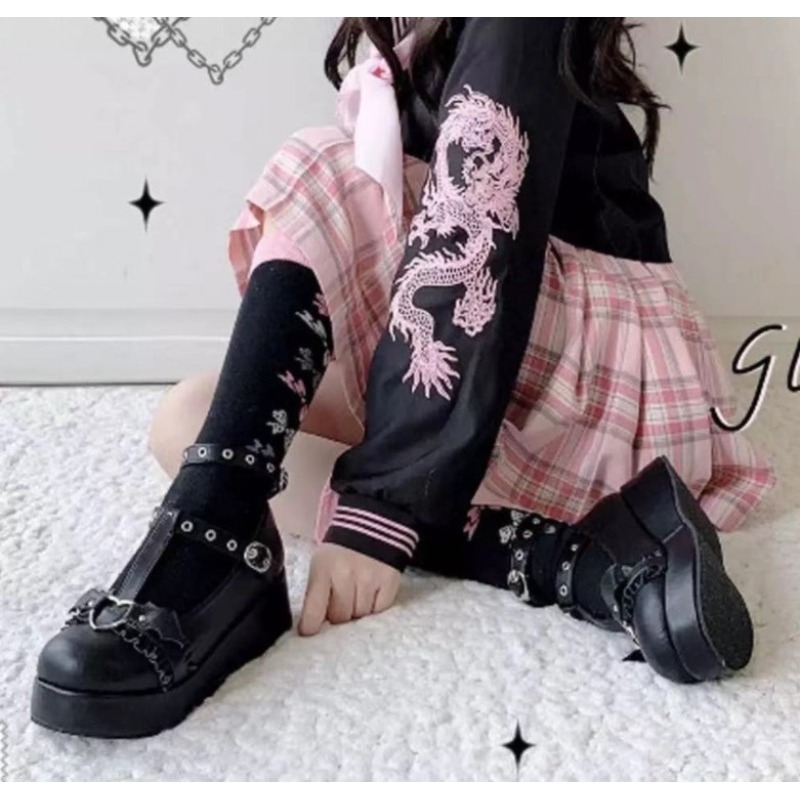 핑크 하트 모양 버클이 달린 소녀 플랫폼 웨지, 카와이 - Women Shoes Japanese Brand 리뷰 및 가격