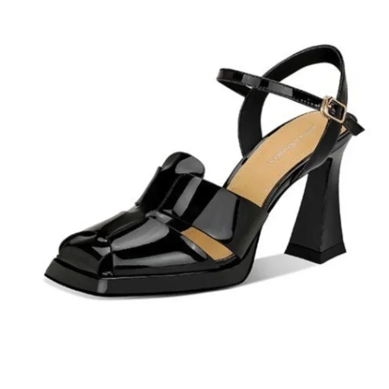 여성용 하이힐 샌들 패션 특허 가죽 로마 샌들 섹시한  - Ankle Strap Heels 리뷰 및 가격