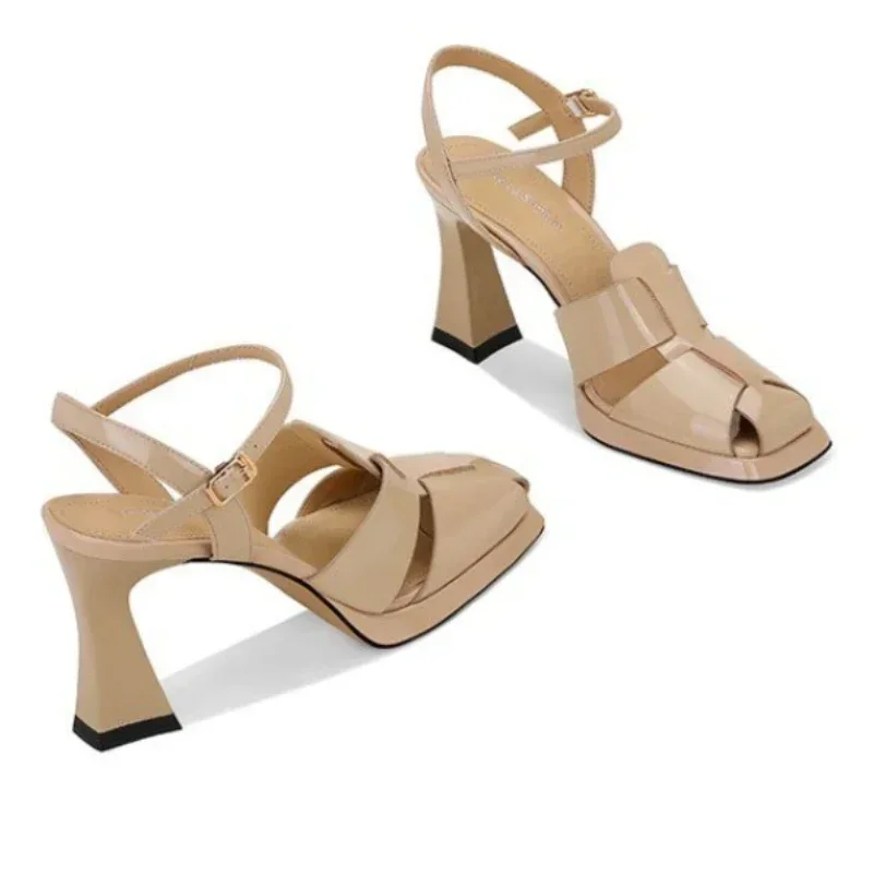 여성용 하이힐 샌들 패션 특허 가죽 로마 샌들 섹시한  - Ankle Strap Heels 리뷰 및 가격