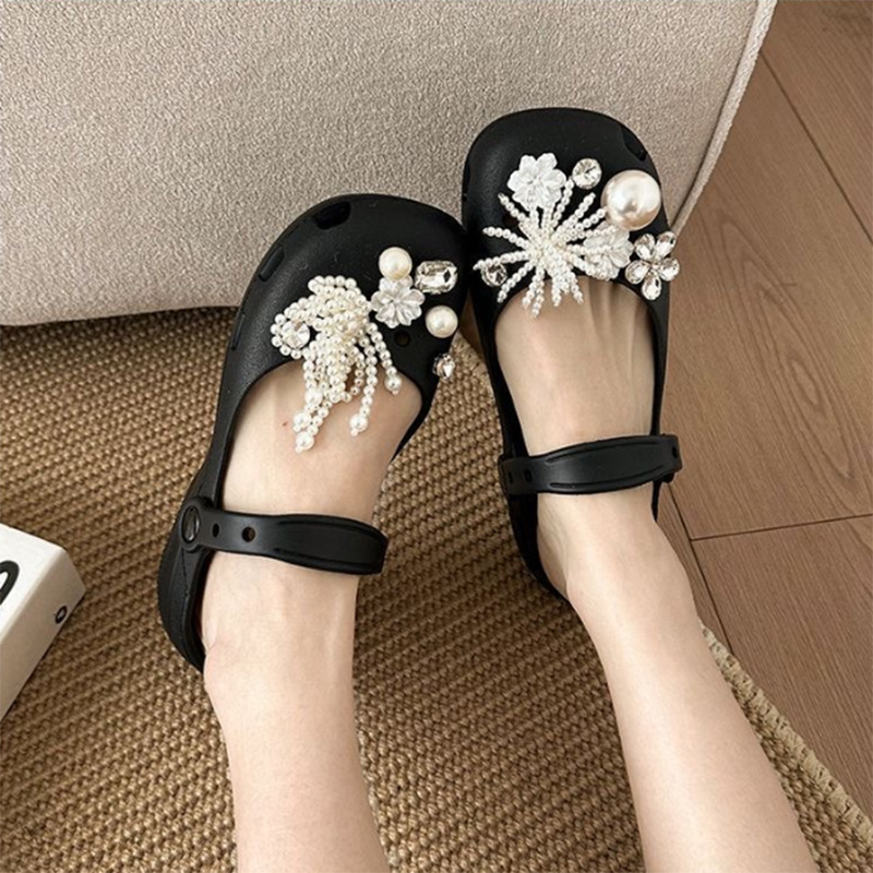 우아한 진주 리본 장식 소프트 솔 발레 홀 슈즈 여성  - Women Shoes Japanese Brand 리뷰 및 가격