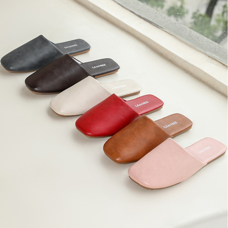 간결하고 편안한 홈 슬리퍼 여성용 PU 가죽 미끄럼 방 - Women Shoes Japanese Brand 리뷰 및 가격