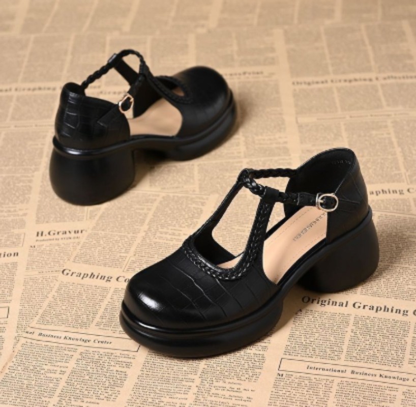 여성용 블랙 악어 무늬 메리 제인 샌들 T-스트랩 버클 - Women Shoes Sandals 리뷰 및 가격