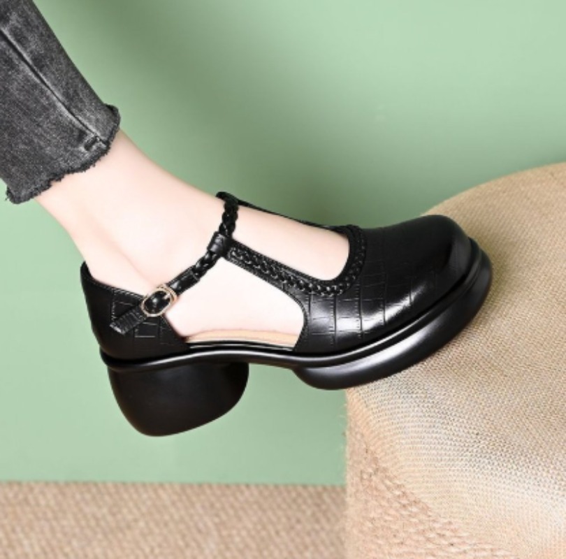 여성용 블랙 악어 무늬 메리 제인 샌들 T-스트랩 버클 - Women Shoes Sandals 리뷰 및 가격