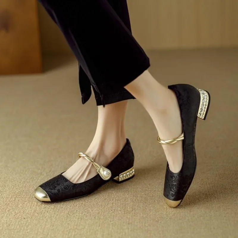 블록 힐 여성 펌프스 스퀘어 토 메리 제인 슈즈 여성용 - Women Shoes Japanese Brand 리뷰 및 가격